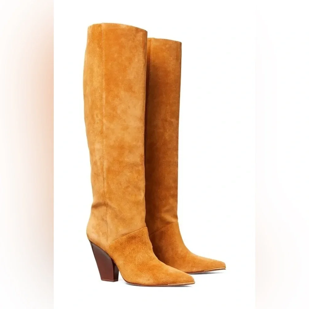 DISCONTINUED Tory Burch Lila Knee High Boots Rhum Suede Size 8